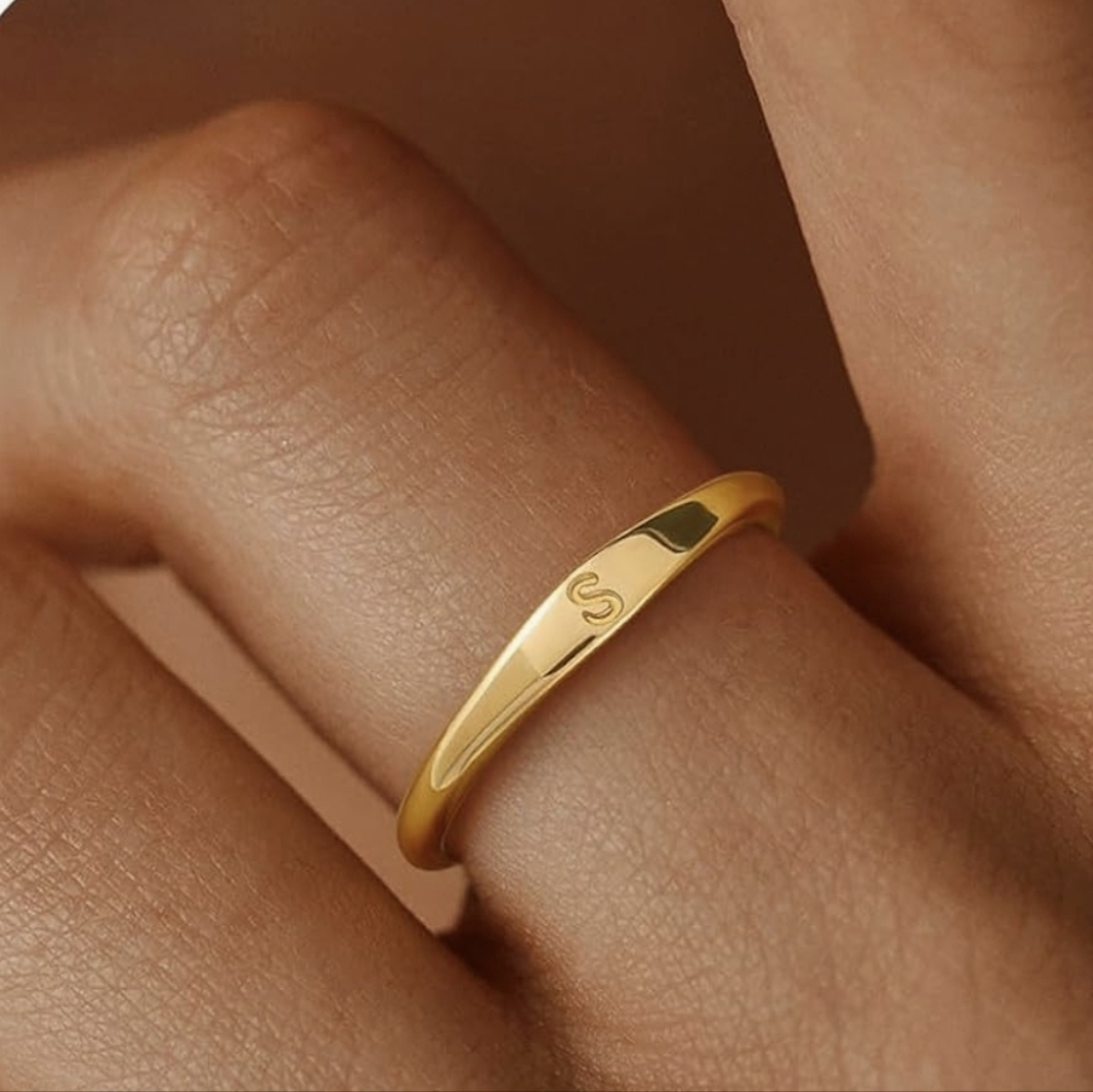 Gold Plated "S" Intial Ring